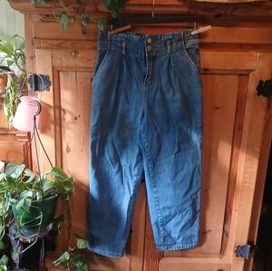 High Waist Le Lis Cropped Wide Leg Denim Jeans SIZE Large Boho Western